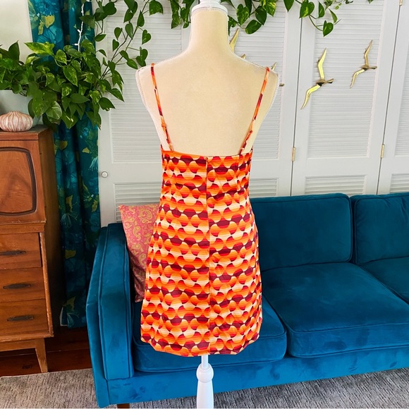 Urban Outfitters | UO Mallory Cowl Mini Slip Dress Retro Orange Satin New Medium - Picture 8 of 13